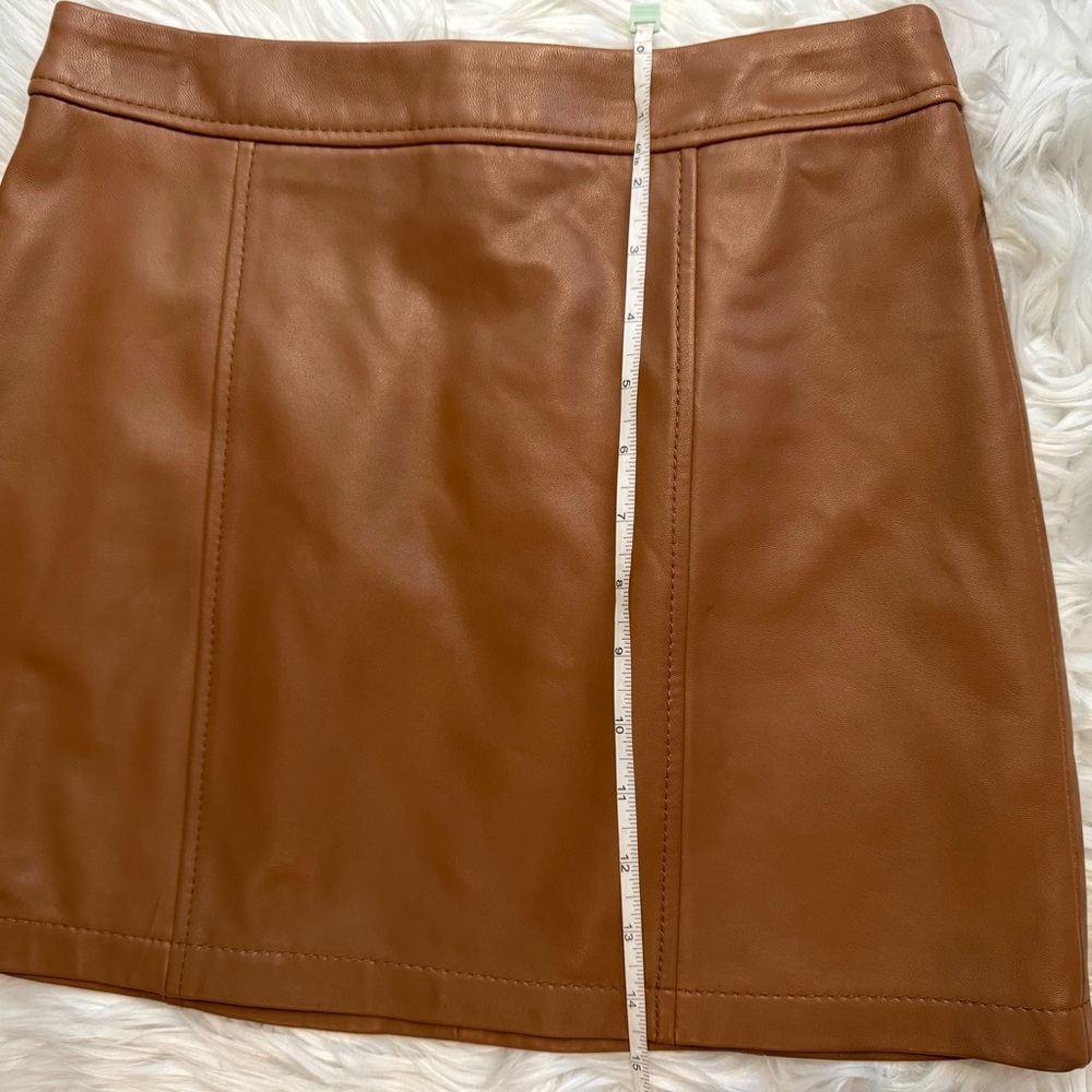 Gianni Bini Women’s Genuine Leather Mini Skirt Tan Brown Lined XS Zip Back - Picture 11 of 11